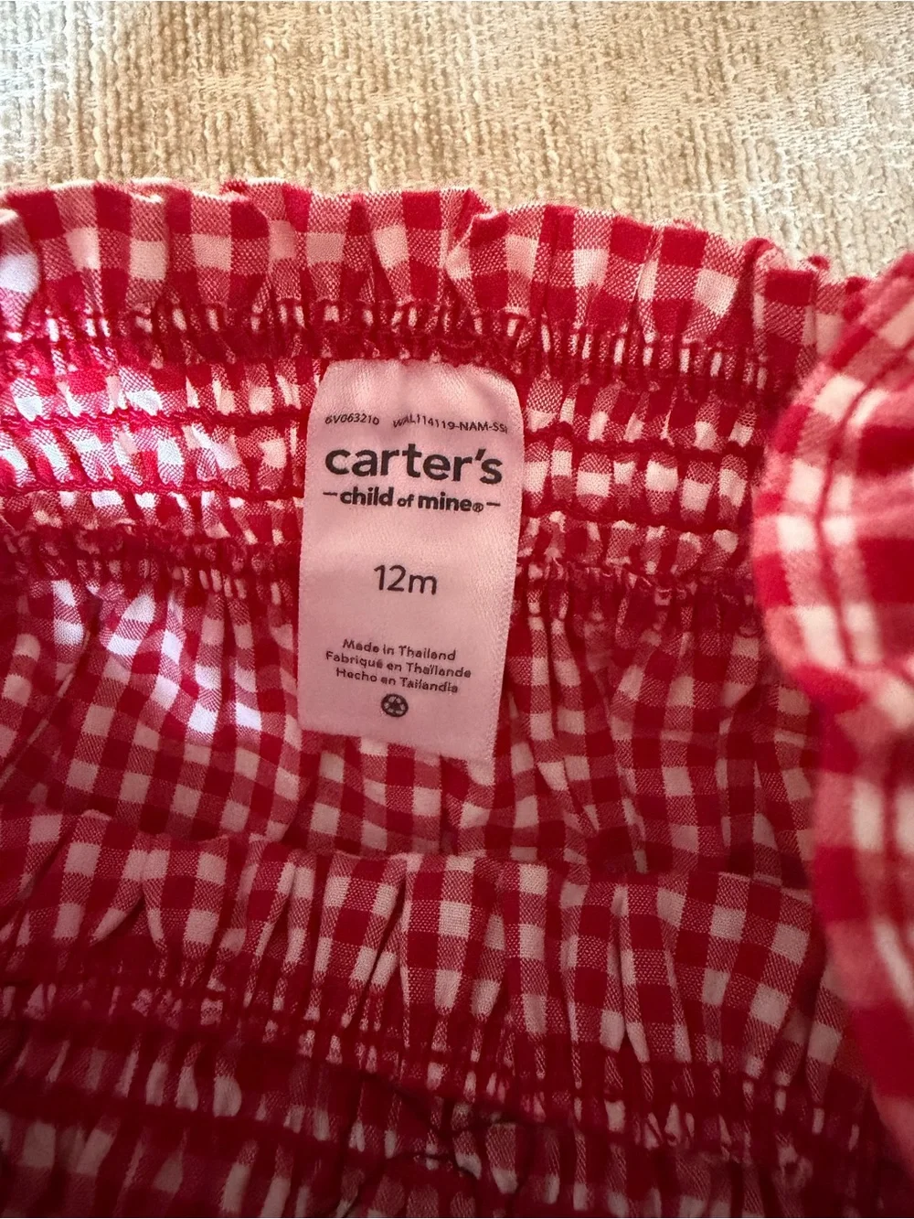 Carter's Child of Mine Girl Patriotic Americana gingham set 12 m